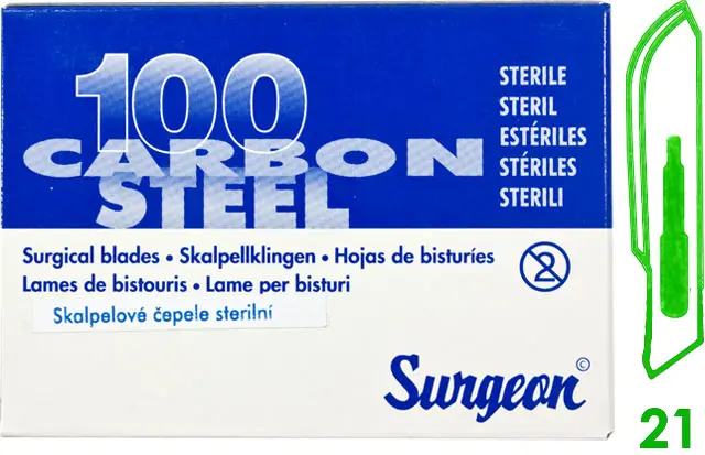 8099_CEPELKY SKALPELOVE SURGEON C. 21 STERILNI 100 KS